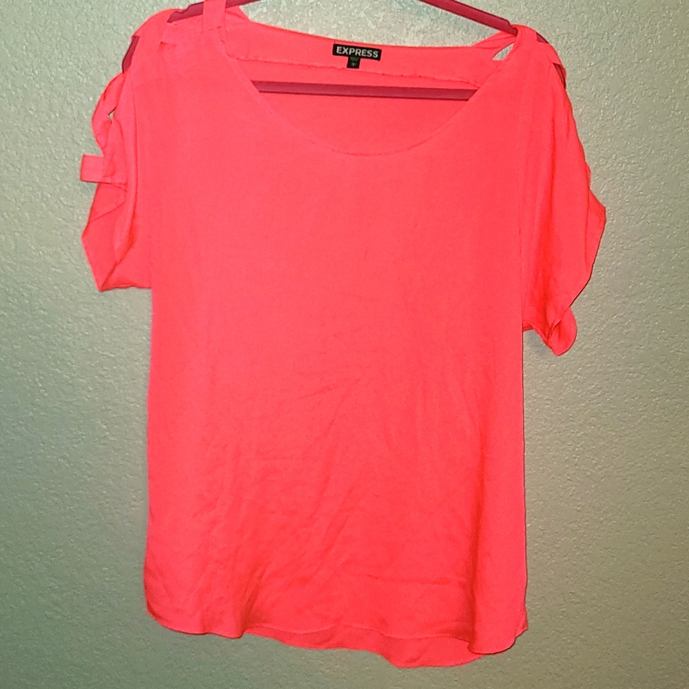 Express Hot Pink Top with Sleeve Detail